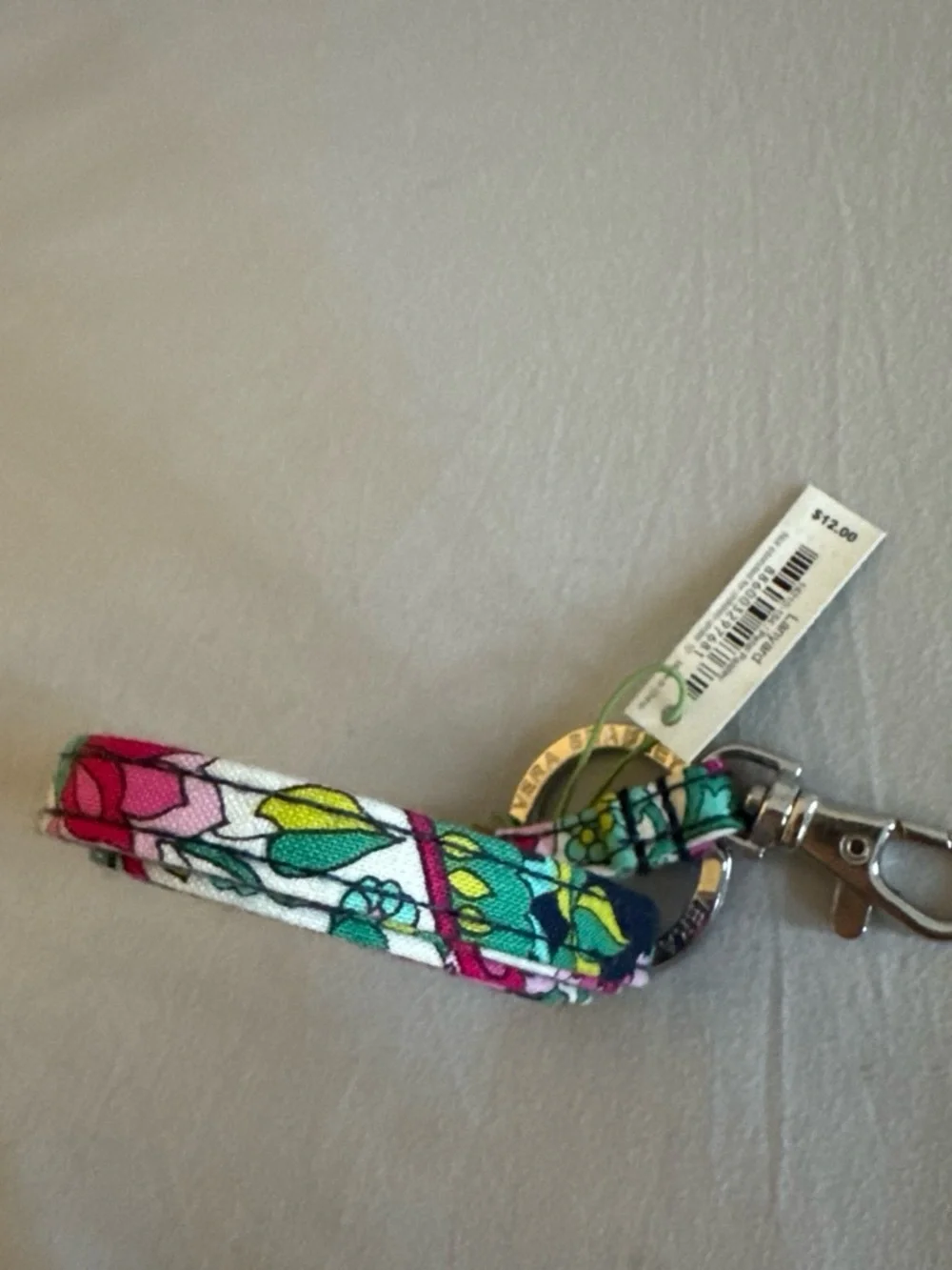 Vera Bradley Pink Green Yellow Floral Lanyard Key & Card Holder
